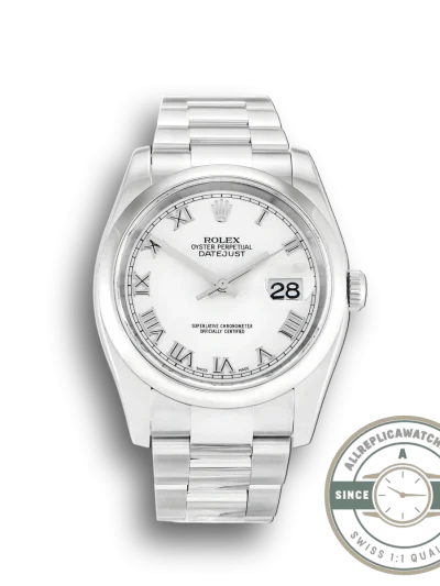 Superclone Rolex Datejust 116200 36mm White Roman Dial - Premium Super Clone Watch