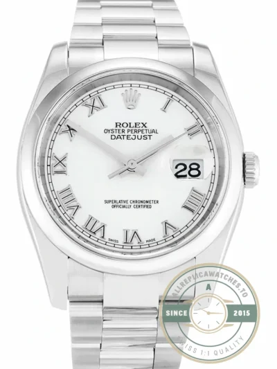 Superclone Rolex Datejust 116200 36mm White Roman Dial - Affordable Luxury Replica Timepiece