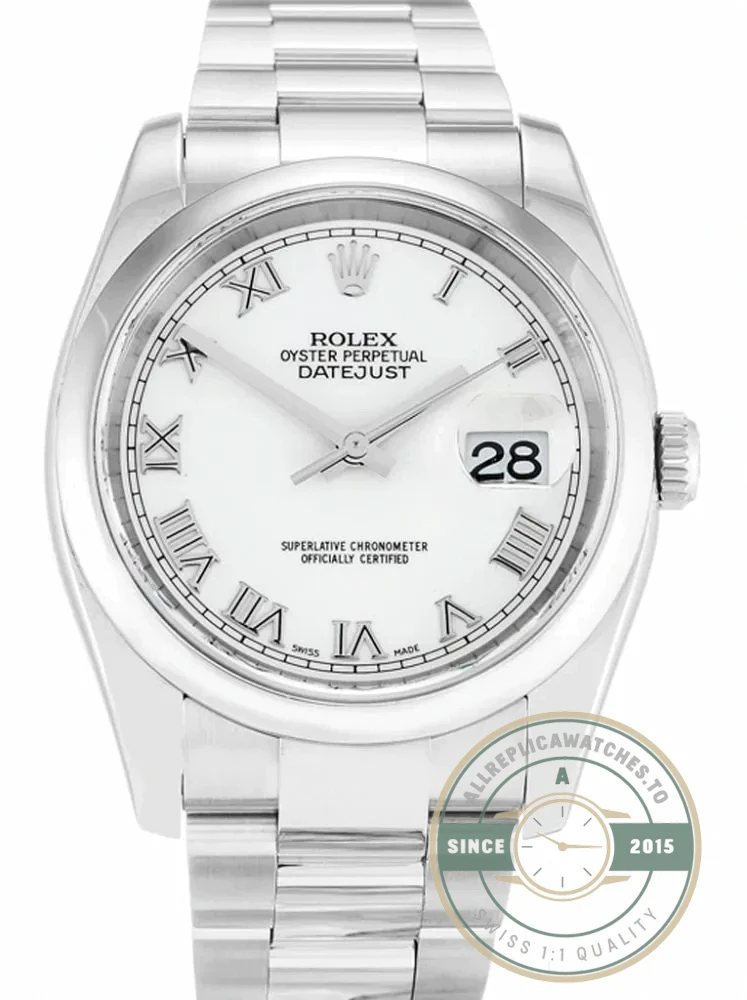 Superclone Rolex Datejust 116200 36mm White Roman Dial - Affordable Luxury Replica Timepiece