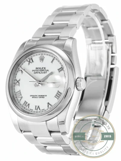 Superclone Rolex Datejust 116200 36mm White Roman Dial - Luxury Replica Watch