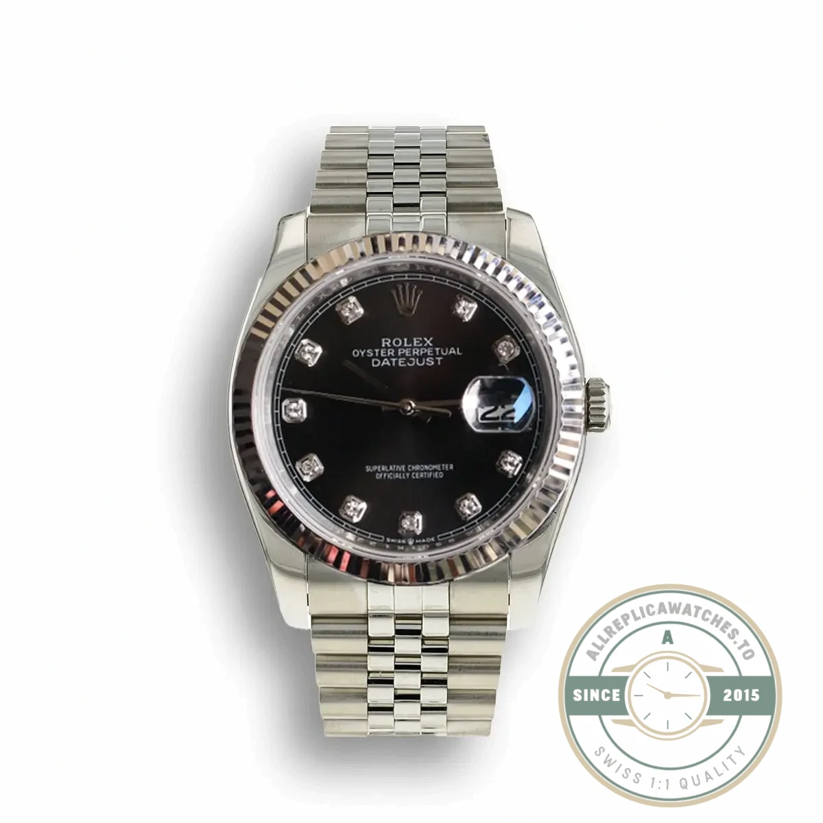 Superclone Rolex Datejust 126233 36mm Dial Black Diamond - Best Quality Replica Watch