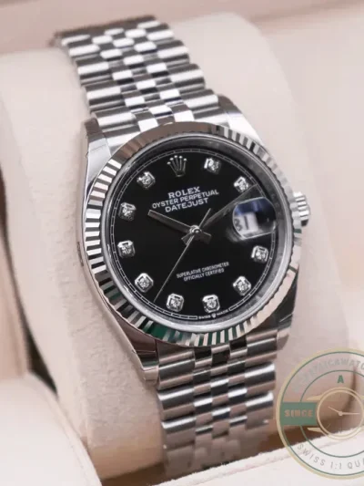 Superclone Rolex Datejust 126233 36mm Dial Black Diamond - Swiss-Made Clone Watch