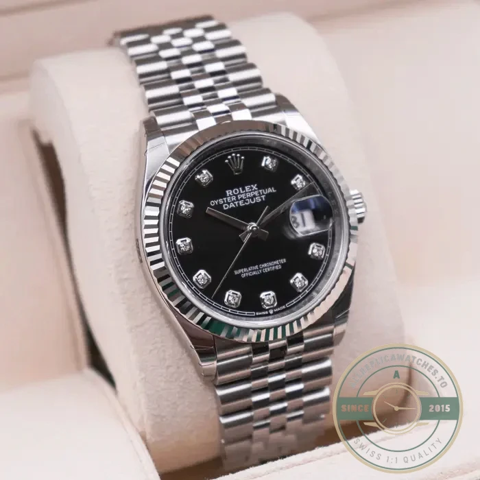 Superclone Rolex Datejust 126233 36mm Dial Black Diamond - Swiss-Made Clone Watch