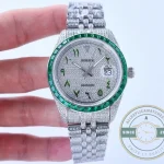 Superclone Rolex Datejust 126300 41mm Dial Arabic Bezel Green - Affordable Super Clone Watch