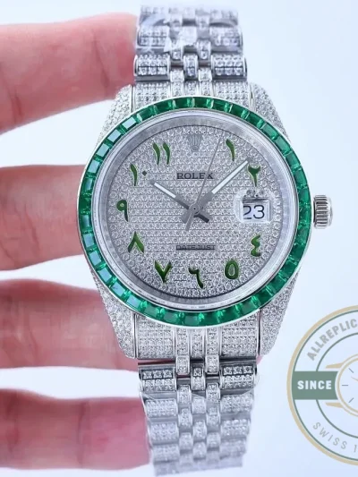 Superclone Rolex Datejust 126300 41mm Dial Arabic Bezel Green - Affordable Super Clone Watch