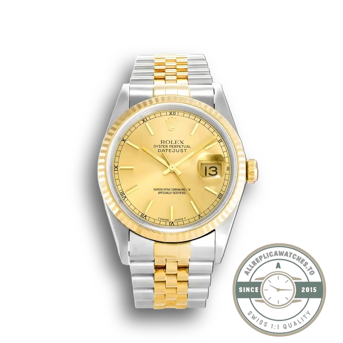 Superclone Rolex Datejust 16233 36mm Gold Dial - Swiss-Made Clone Watch