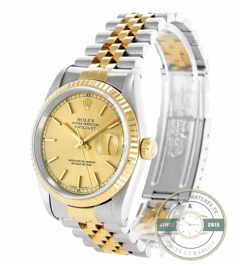 Superclone Rolex Datejust 16233 36mm Gold Dial - Swiss Movement Replica Watch