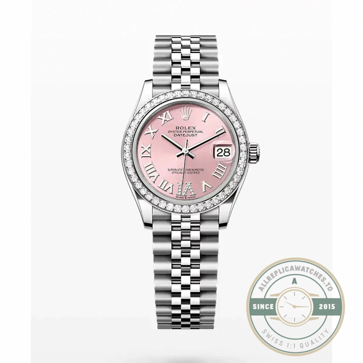 Superclone Rolex Datejust 278384RBR 31mm Pink Dial set with diamonds - Factory Super Clone Watch