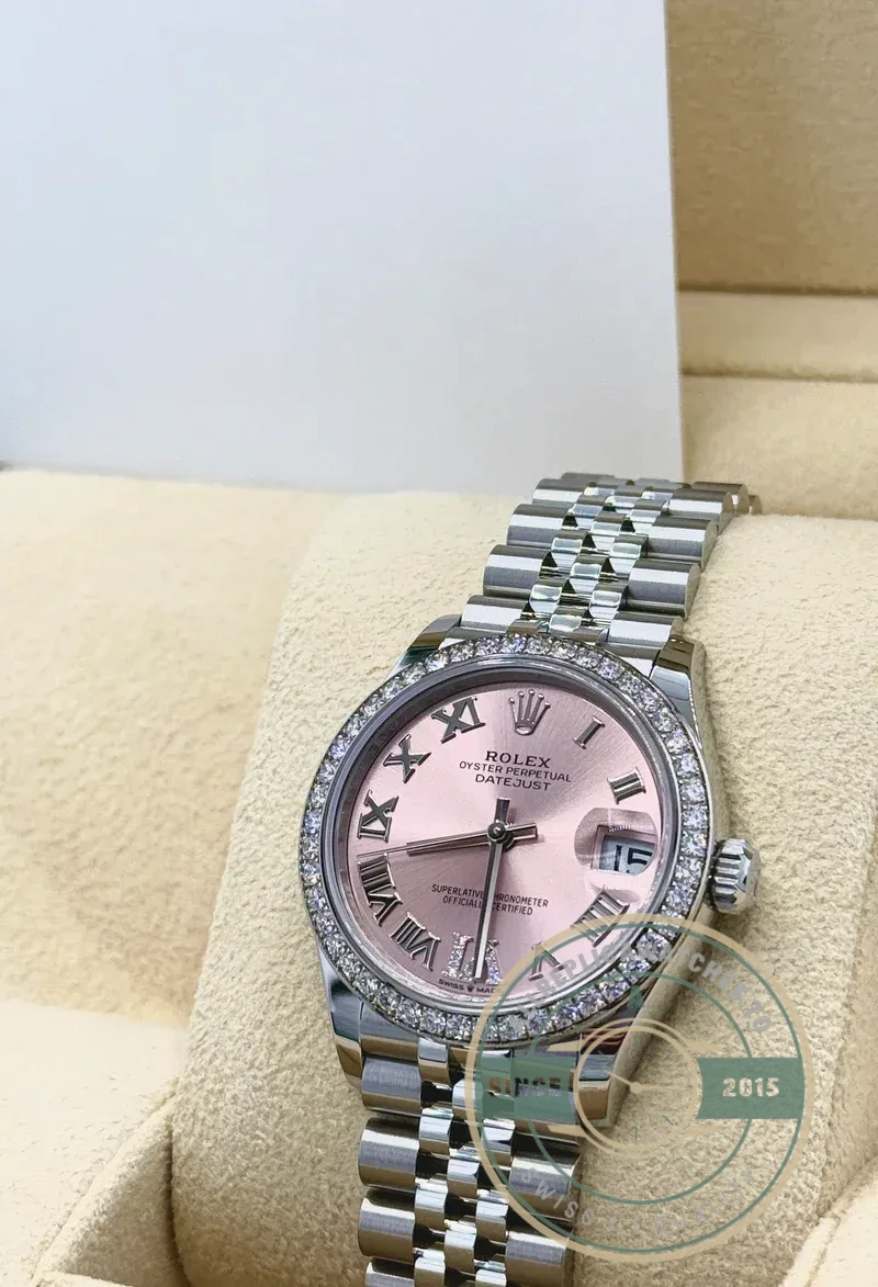 Superclone Rolex Datejust 278384RBR 31mm Pink Dial set with diamonds - Best Quality Replica Watch