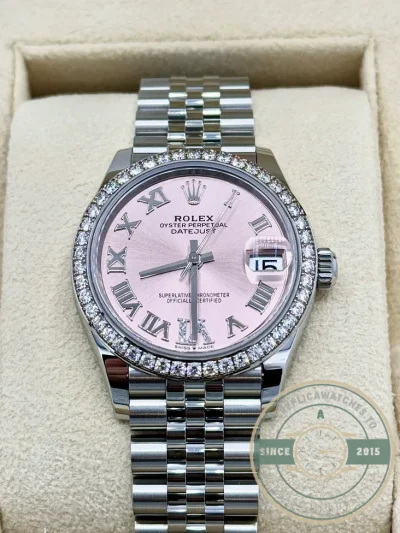 Superclone Rolex Datejust 278384RBR 31mm Pink Dial set with diamonds - Top-Tier Swiss Replica Watch