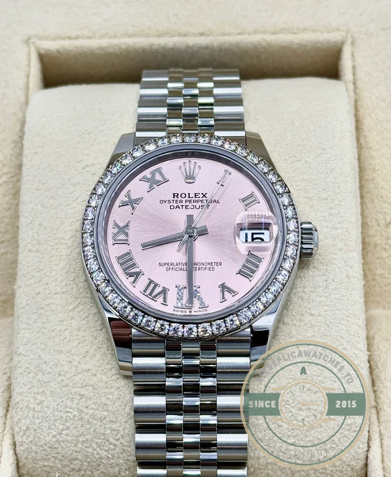Superclone Rolex Datejust 278384RBR 31mm Pink Dial set with diamonds - Top-Tier Swiss Replica Watch