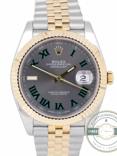 Superclone Rolex Datejust 41mm Rhodium Dial 126333 "Wimbledon" Flutted / Jubilee - Swiss Movement Replica Watch