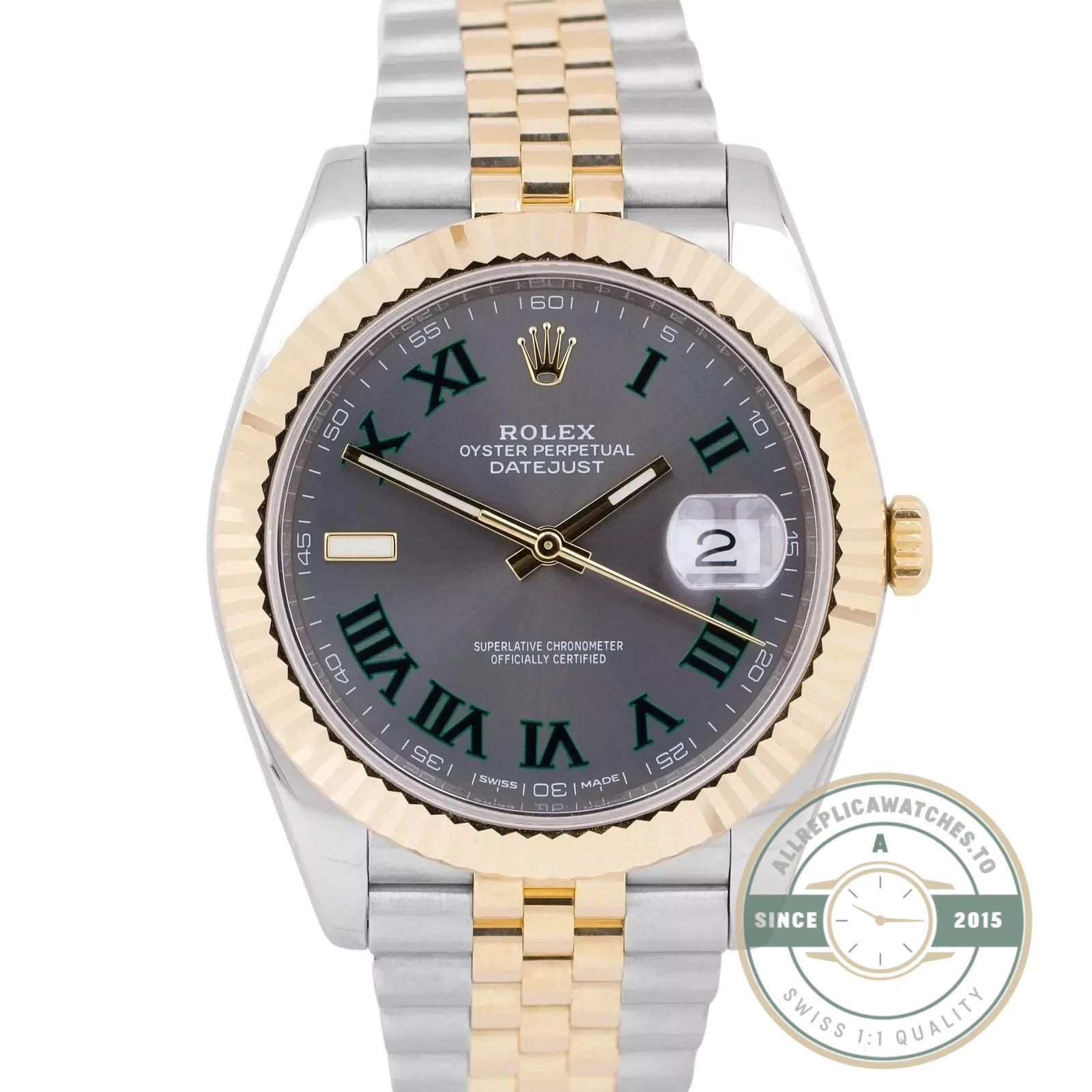 Superclone Rolex Datejust 41mm Rhodium Dial 126333 "Wimbledon" Flutted / Jubilee - Swiss Movement Replica Watch