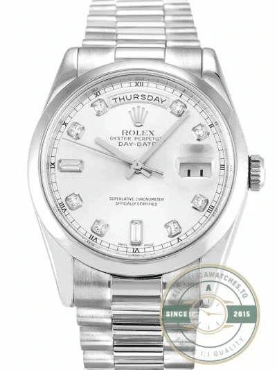 Superclone Rolex Day-Date 118209 36mm Silver Dial - Luxury Replica Watch