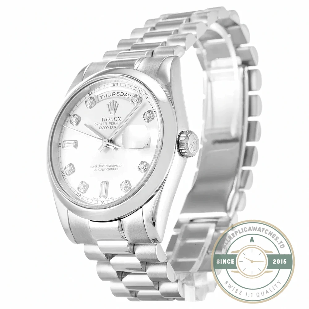 Superclone Rolex Day-Date 118209 36mm Silver Dial - Swiss-Made Clone Watch