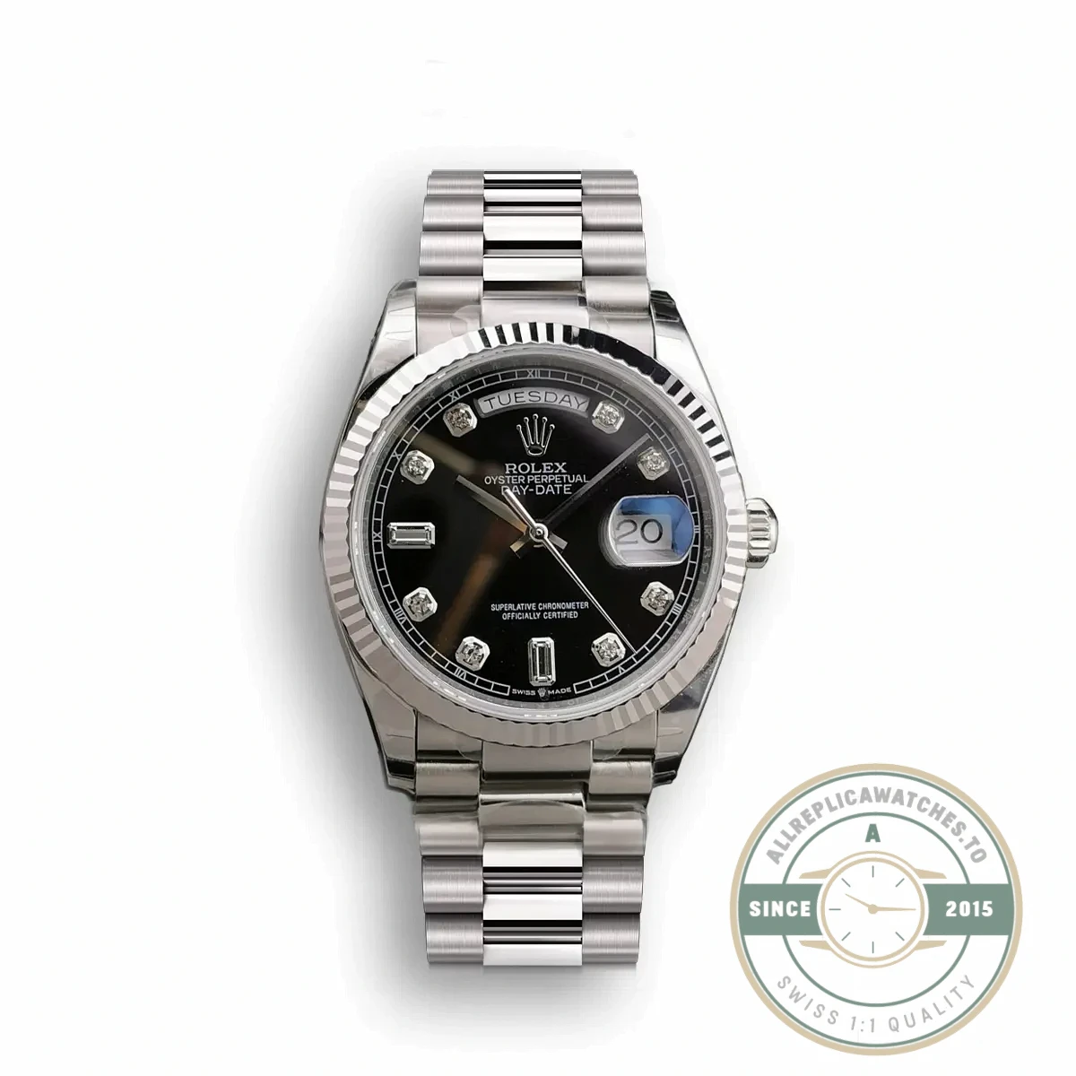Superclone Rolex Day-Date 128238 36mm Black Dial - Top-Tier Swiss Replica Watch