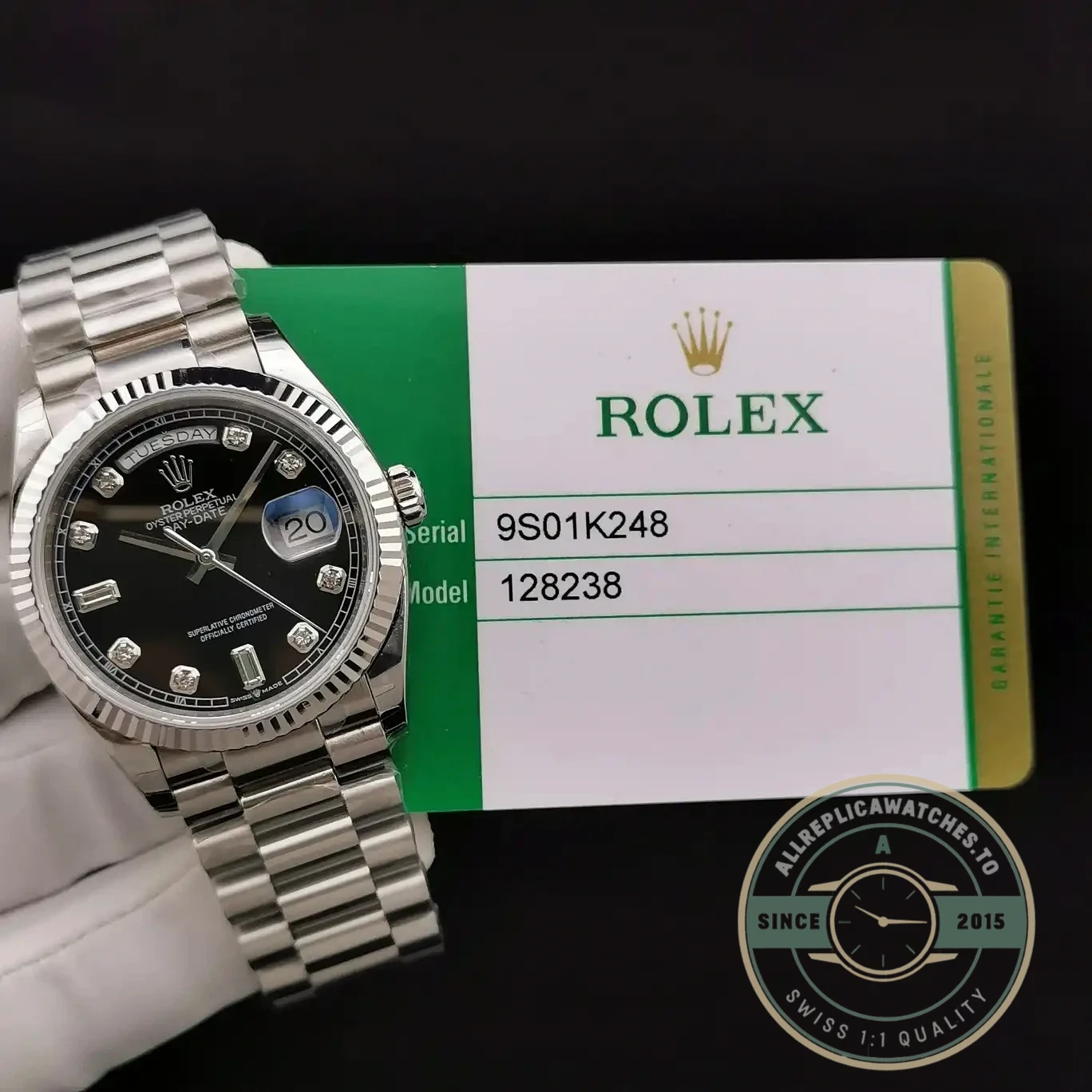 Superclone Rolex Day-Date 128238 36mm Black Dial - Factory Super Clone Watch