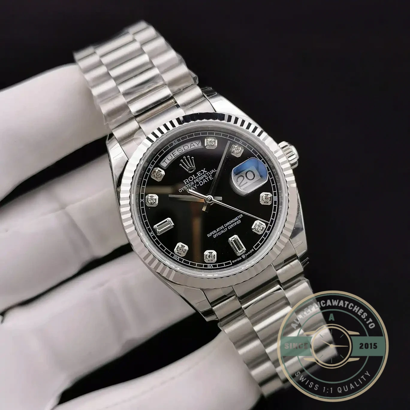 Superclone Rolex Day-Date 128238 36mm Black Dial - Affordable Super Clone Watch
