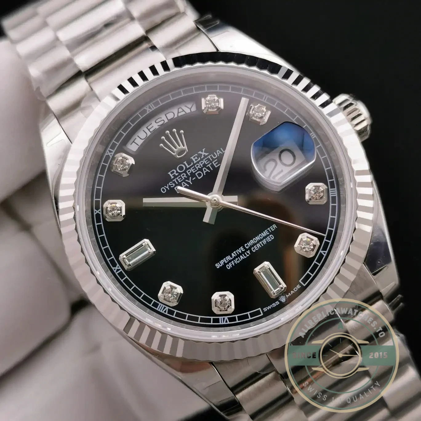 Superclone Rolex Day-Date 128238 36mm Black Dial - Top-Tier Swiss Replica Watch