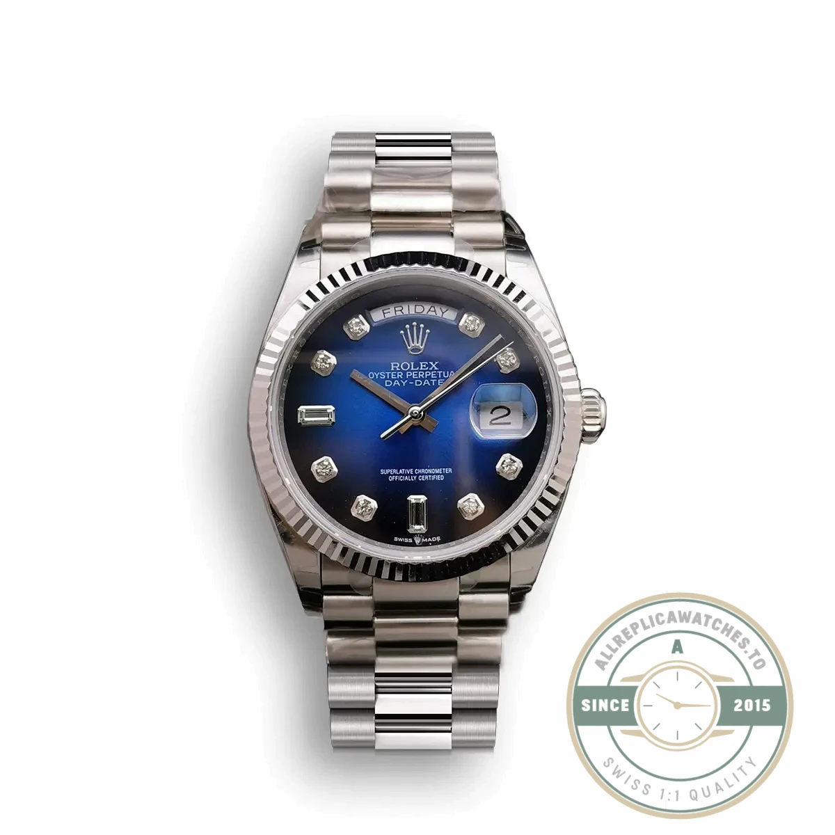 Superclone Rolex Day-Date 128238 36mm Blue Ombre Dial - Luxury Replica Watch