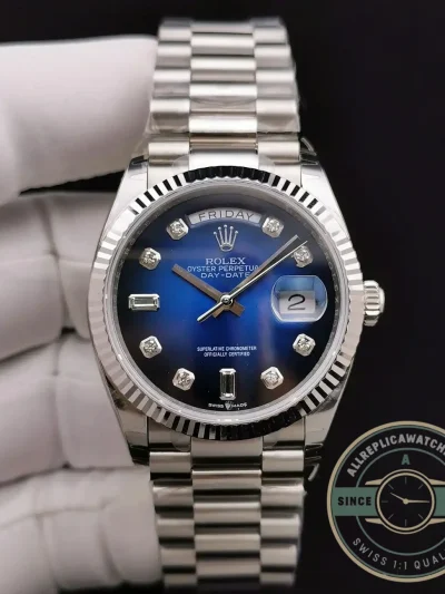 Superclone Rolex Day-Date 128238 36mm Blue Ombre Dial - Swiss Movement Replica Watch