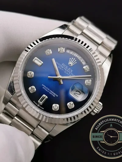 Superclone Rolex Day-Date 128238 36mm Blue Ombre Dial - High-Grade Replica Watch