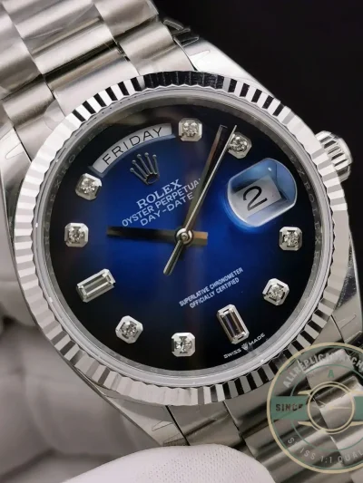 Superclone Rolex Day-Date 128238 36mm Blue Ombre Dial - Affordable Luxury Replica Timepiece