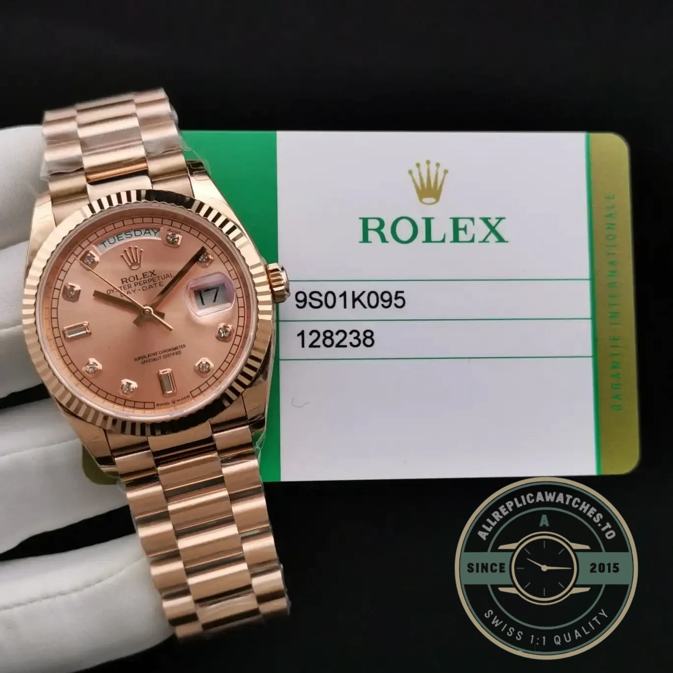 Superclone Rolex Day-Date 128238 36mm Rose Gold Dial - Luxury Replica Watch