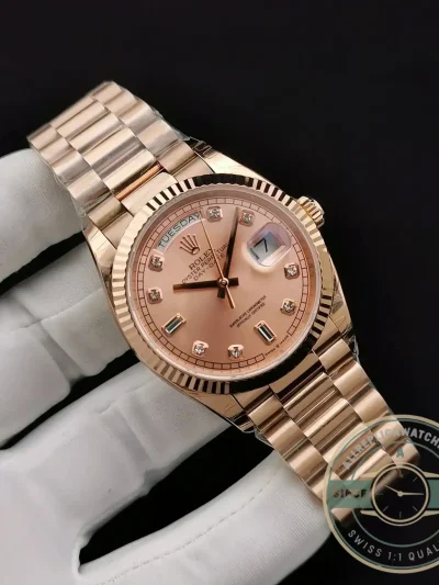 Superclone Rolex Day-Date 128238 36mm Rose Gold Dial - Swiss Movement Replica Watch