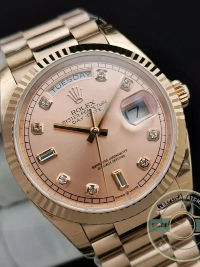 Superclone Rolex Day-Date 128238 36mm Rose Gold Dial - Swiss-Made Clone Watch