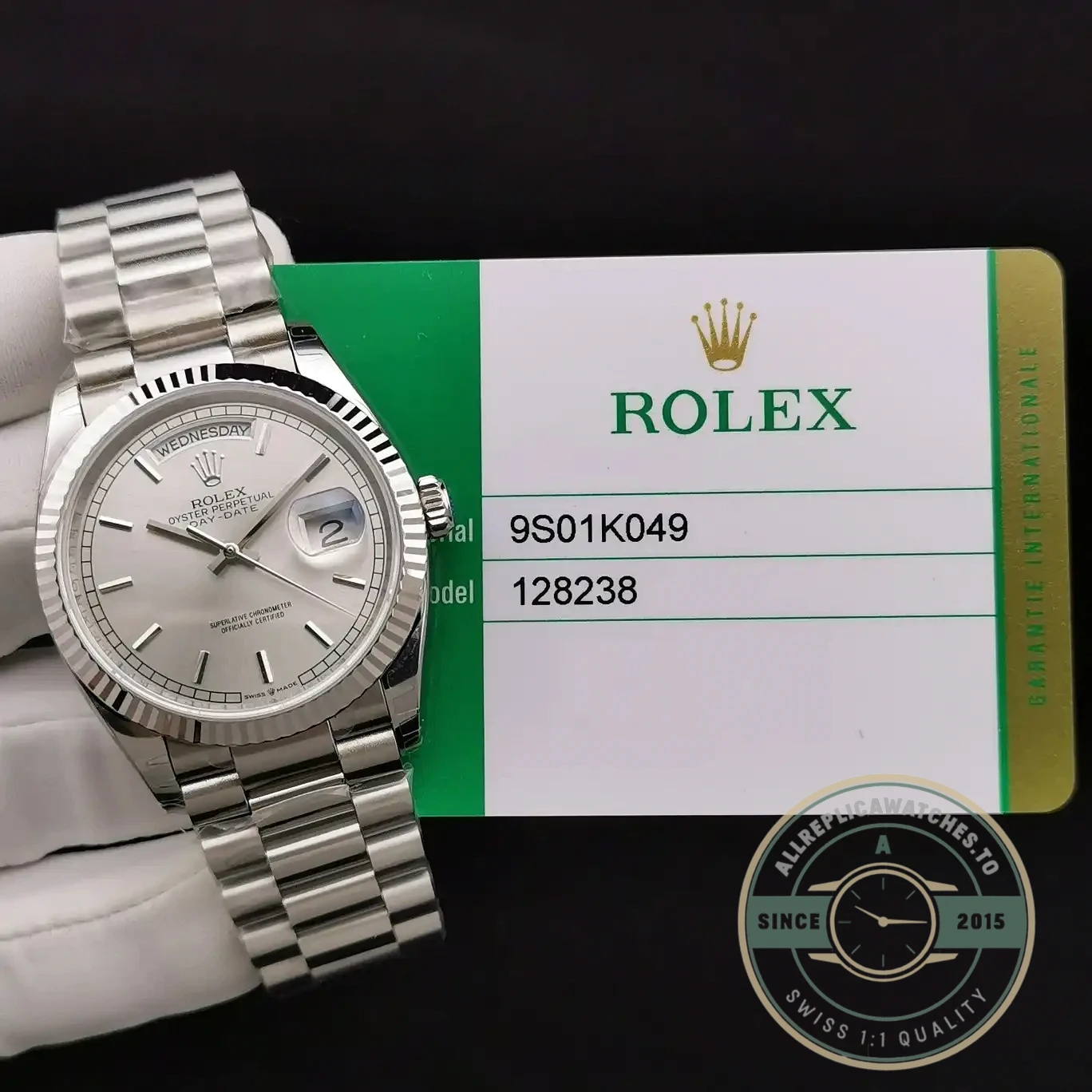 Superclone Rolex Day-Date 128238 36mm Silver Dial - Swiss-Made Clone Watch