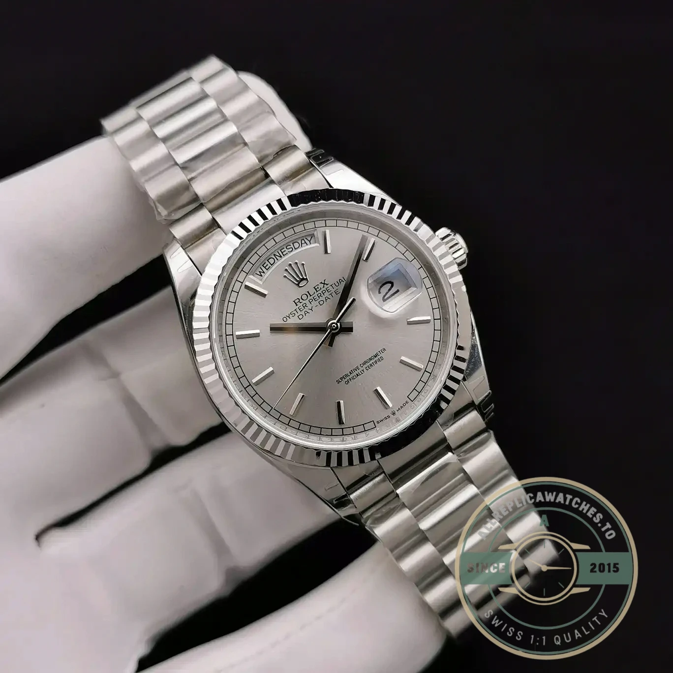 Superclone Rolex Day-Date 128238 36mm Silver Dial - Affordable Super Clone Watch