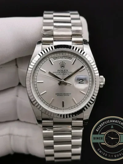 Superclone Rolex Day-Date 128238 36mm Silver Dial - Affordable Luxury Replica Timepiece