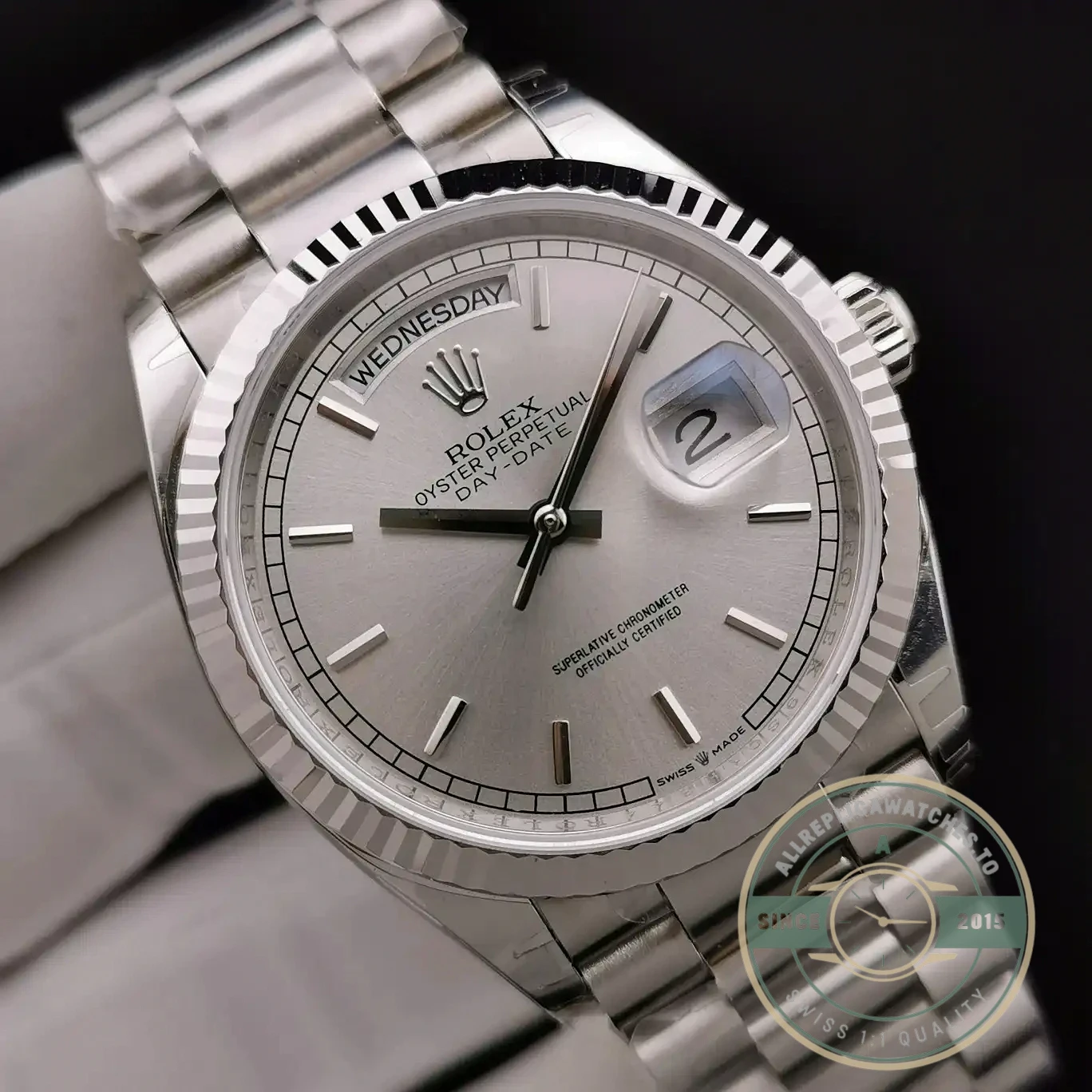 Superclone Rolex Day-Date 128238 36mm Silver Dial - Affordable Super Clone Watch