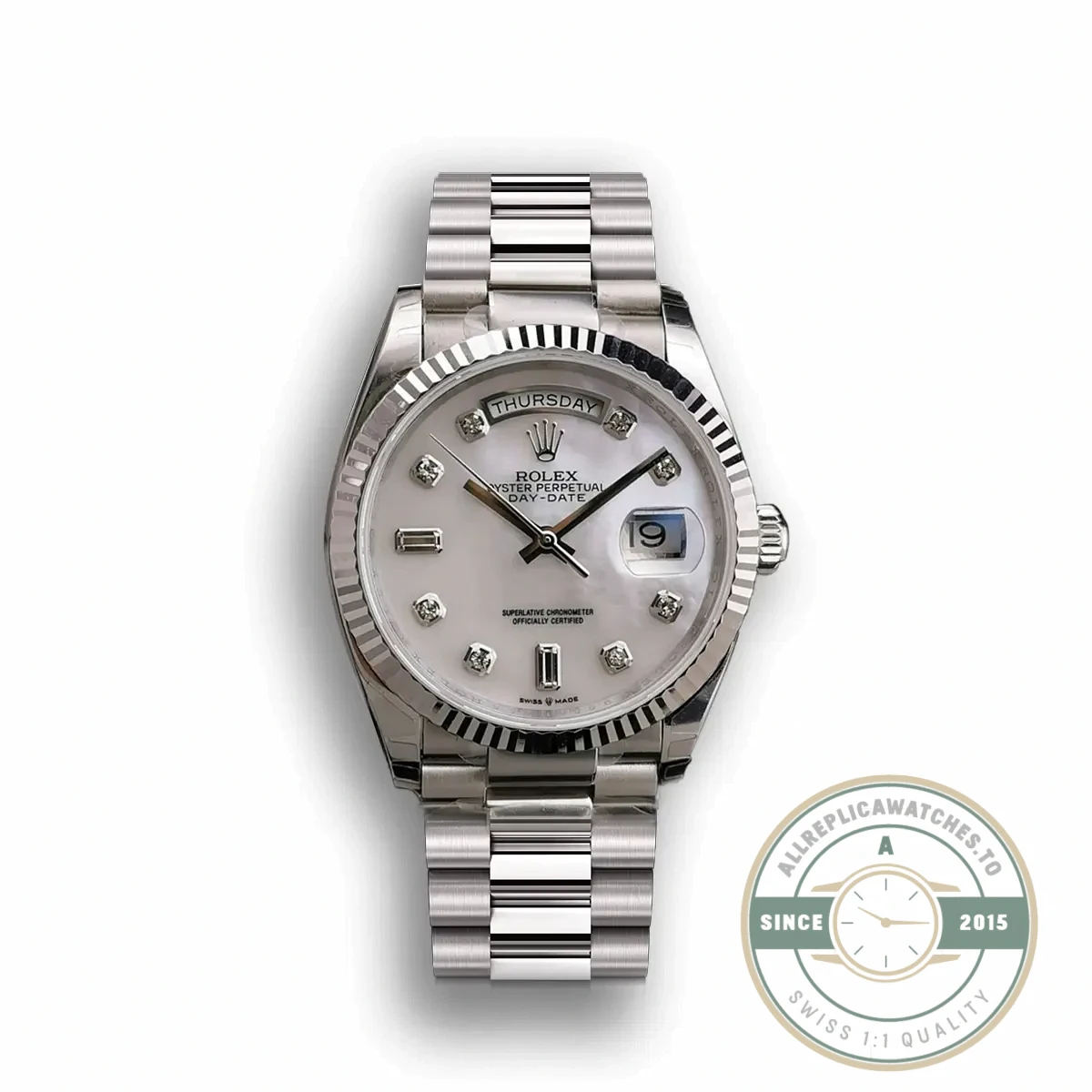 Superclone Rolex Day-Date 128238 36mm White Dial - Affordable Luxury Replica Timepiece