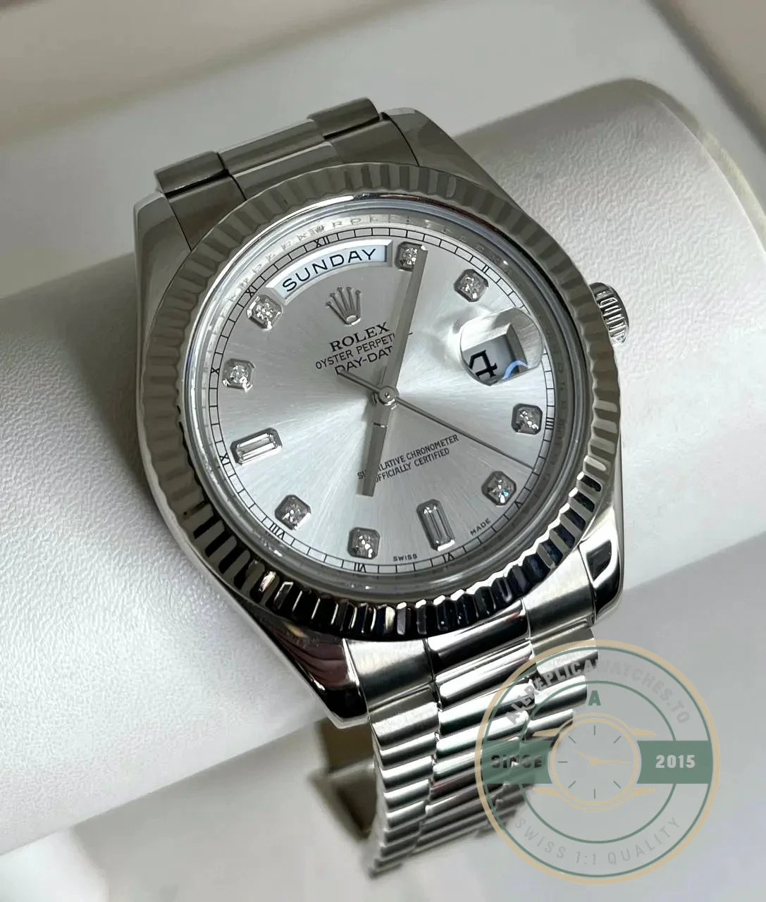 Superclone Rolex Day-Date 128238 36mm White Dial - Top-Tier Swiss Replica Watch