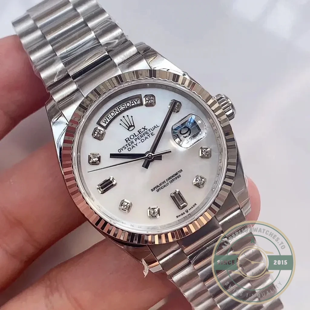 Superclone Rolex Day-Date 128238 36mm White Dial - Best Quality Replica Watch