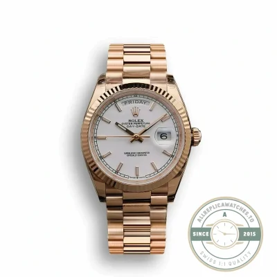 Superclone Rolex Day-Date 128238 36mm White Dial Rose Gold - High-Grade Replica Watch