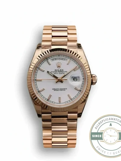 Superclone Rolex Day-Date 128238 36mm White Dial Rose Gold - High-Grade Replica Watch