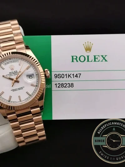 Superclone Rolex Day-Date 128238 36mm White Dial Rose Gold - Factory Super Clone Watch