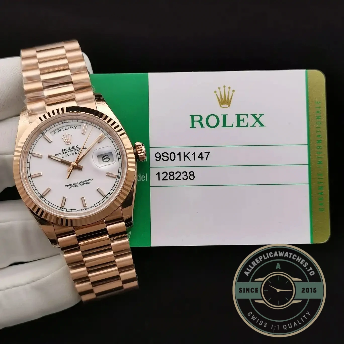 Superclone Rolex Day-Date 128238 36mm White Dial Rose Gold - Factory Super Clone Watch