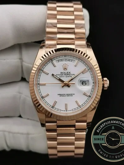 Superclone Rolex Day-Date 128238 36mm White Dial Rose Gold - Premium Super Clone Watch