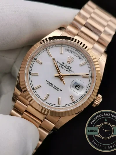Superclone Rolex Day-Date 128238 36mm White Dial Rose Gold - Premium Super Clone Watch
