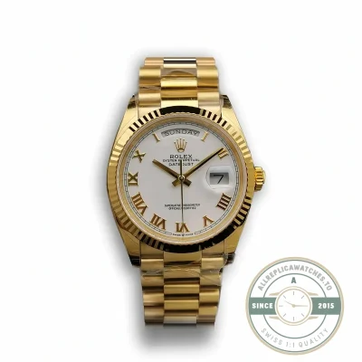 Superclone Rolex Day-Date 128238 36mm White Roman Dial Yellow Gold - Premium Super Clone Watch