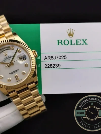 Superclone Rolex Day-Date 228239 36mm Mother of Pearl Dial - 1:1 Swiss Replica Watch