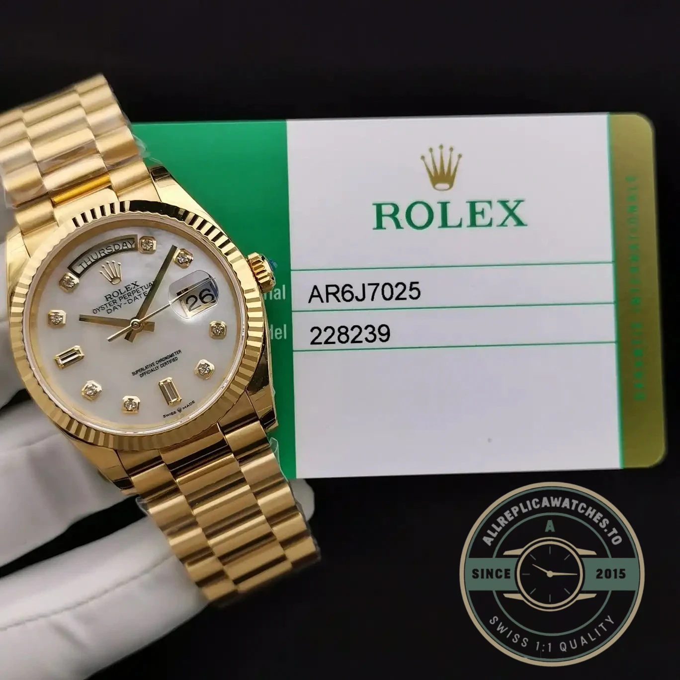 Superclone Rolex Day-Date 228239 36mm Mother of Pearl Dial - 1:1 Swiss Replica Watch