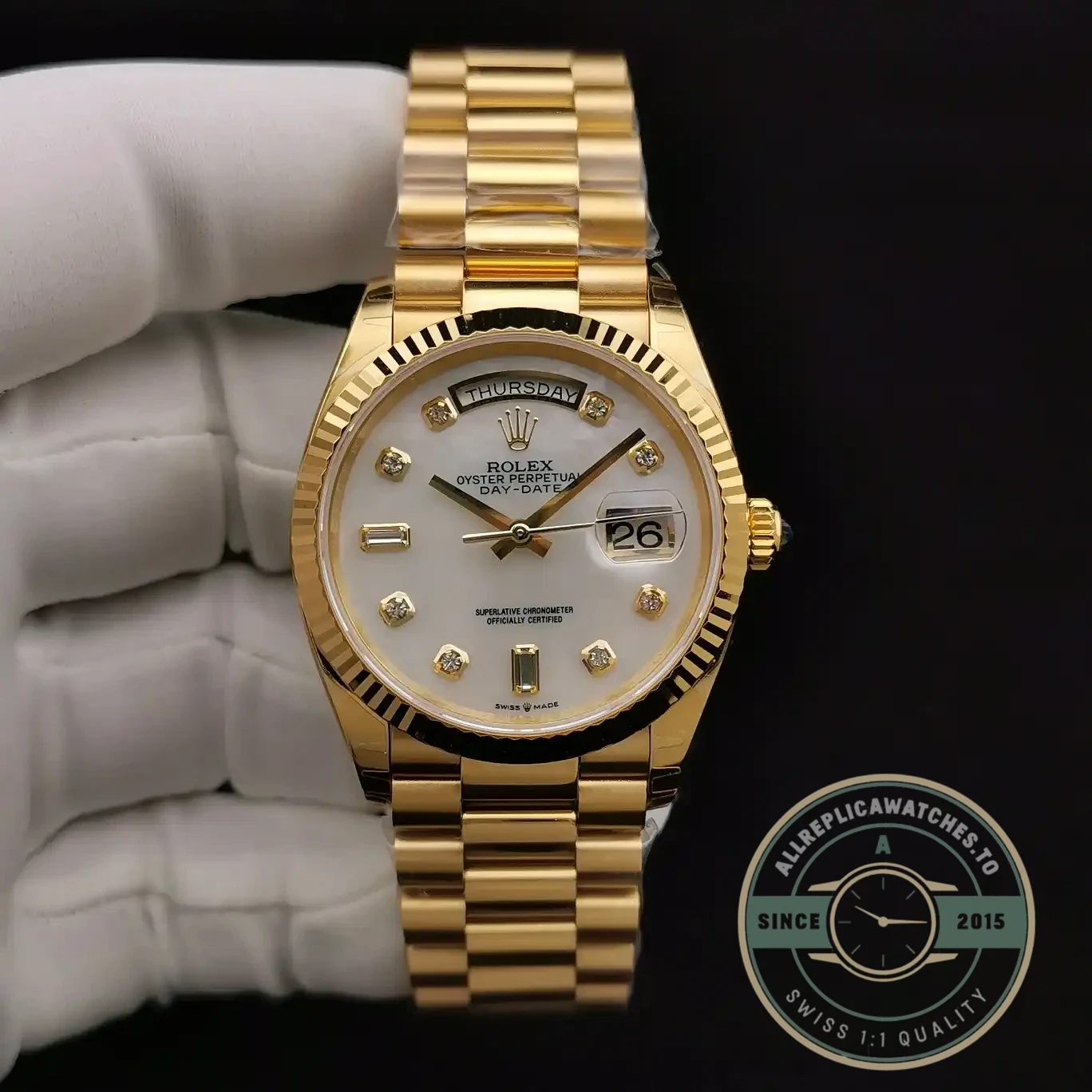 Superclone Rolex Day-Date 228239 36mm Mother of Pearl Dial - Budget Luxury Replica Watch