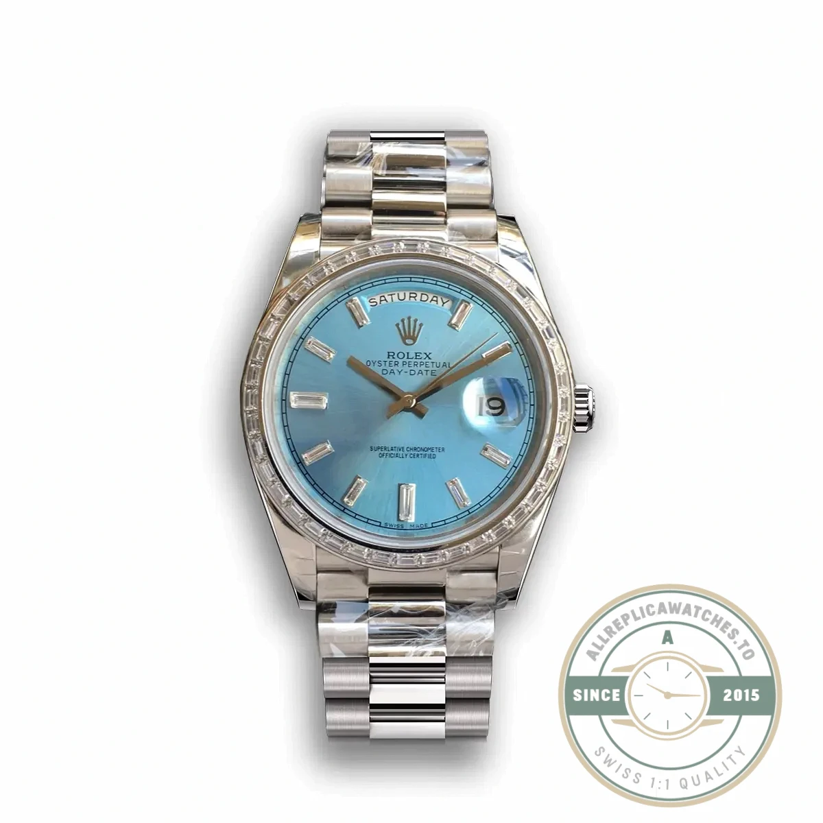 Superclone Rolex Day-Date m228238 Ice Blue Dial Stainless Steel - Best Quality Replica Watch