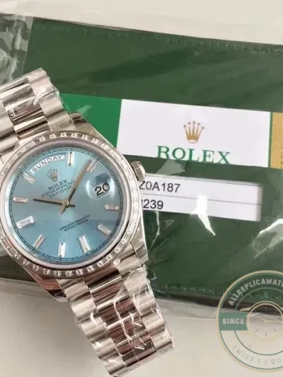 Superclone Rolex Day-Date m228238 Ice Blue Dial Stainless Steel - Swiss Movement Replica Watch