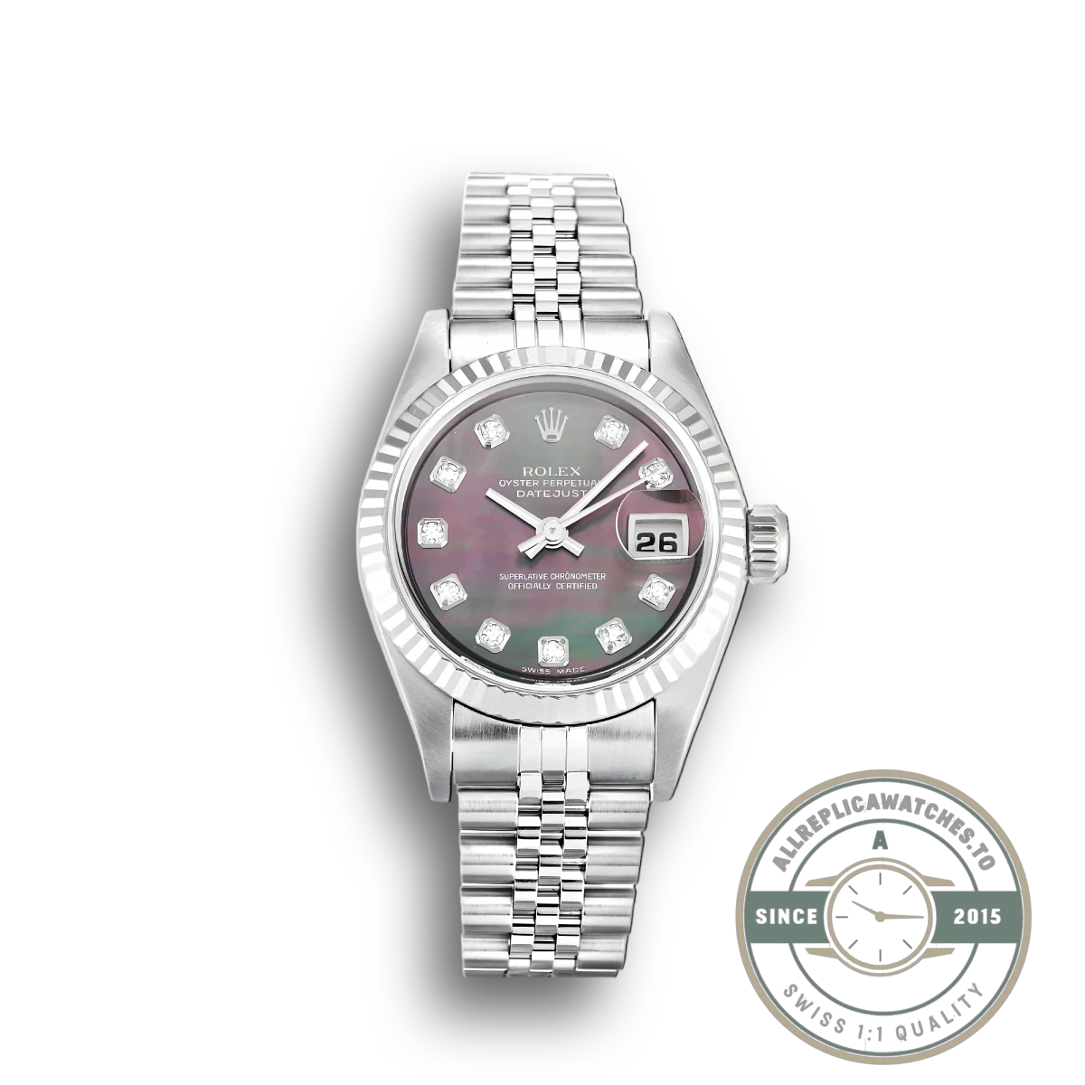 Superclone Rolex Lady-Datejust 79174 26mm Black Mother of Pearl Dial - High-Grade Replica Watch